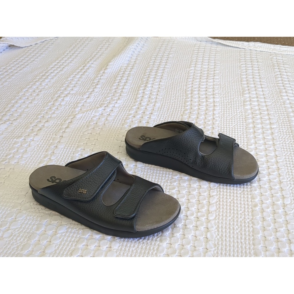 SAS Cozy Slide Sandals Black Adjustable Straps Size 6 M